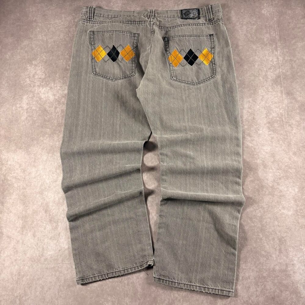 vintage y2k g-net embroidered baggy gray denim jeans